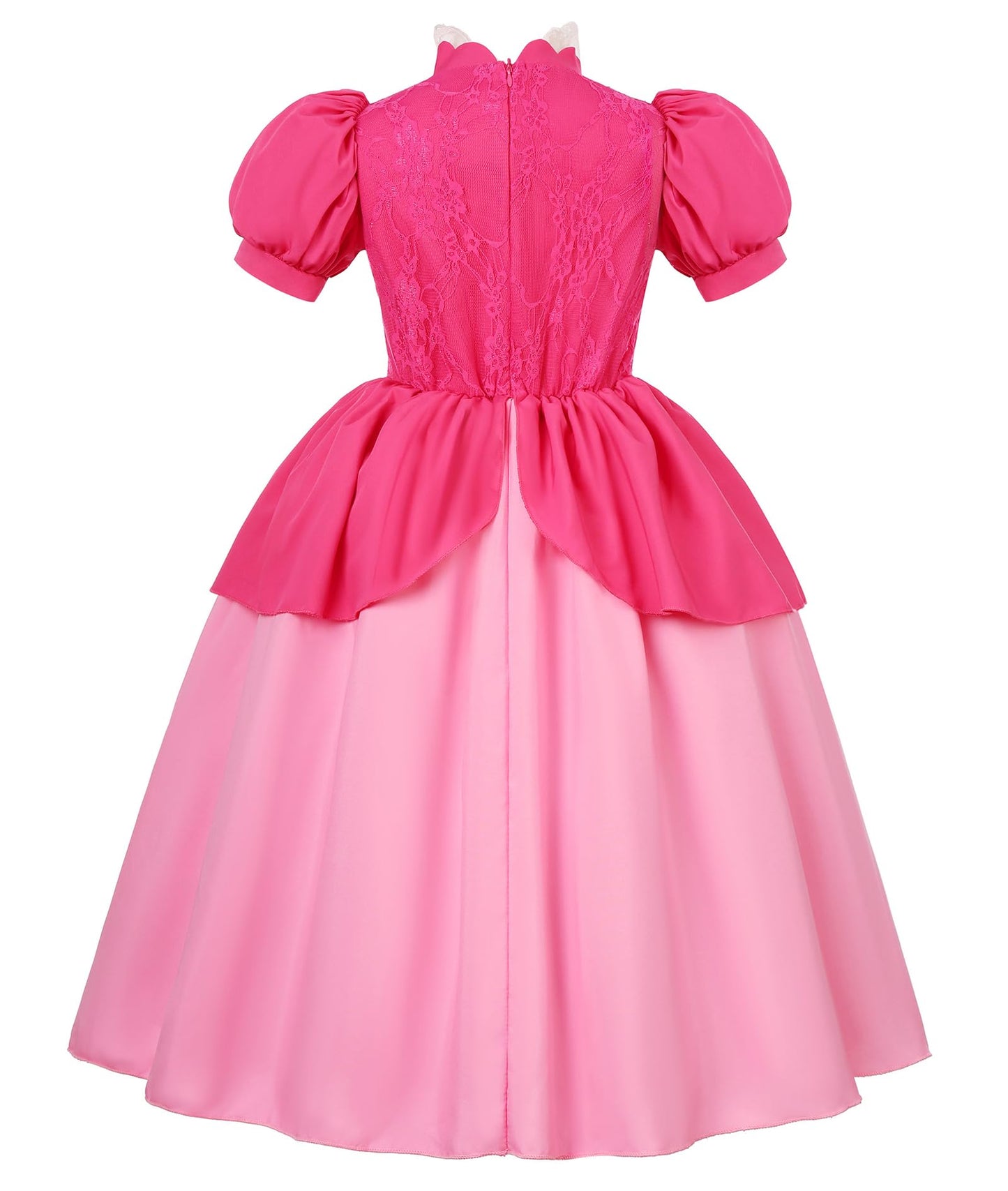 Hortyzon Girls Princess Dress Peach Costume Super Bros Kids Led Light Up Princess Dress For Deluxe Halloween Party Dress Up (3-4