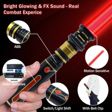 Light Up Saber for Kids Red Light decorative replica blades with FX Sound Expandable Light decorative replica blades Set for Galaxy War Fighter Warriors Halloween Dress Up Parties (with Belt Clip)