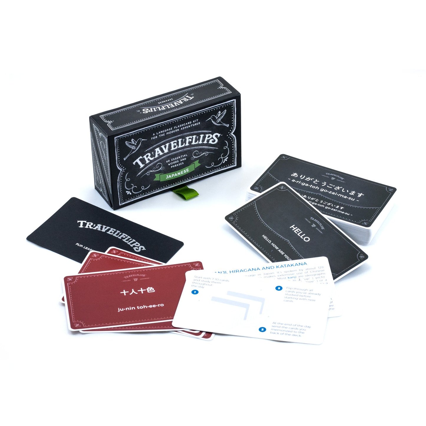 Japanese Flash Cards - Learn Japanese Language Vocabulary Words And Phrases - Basic Japanese For Beginners - Gift For Travelers,
