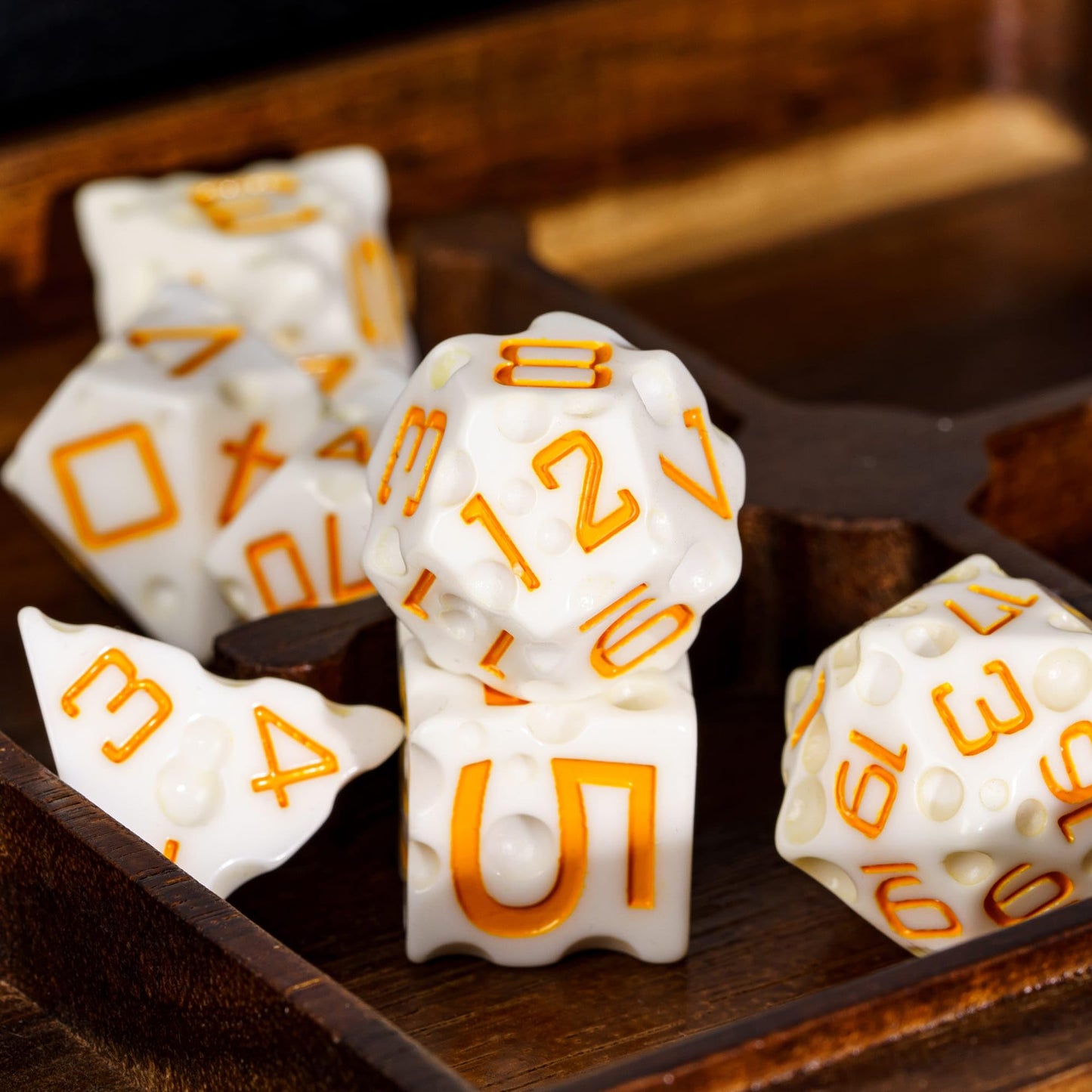 HDdais Cheese Dice DND Dice Set 7PCS White Polyhedral Dice Set D&D for Dungeons and Dragons Role Playing Game Tabletop Games