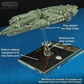 Litko Deluxe Space Fighter Stand | Large Ships Base | Compatible With Star Wars: X-Wing (Pink)