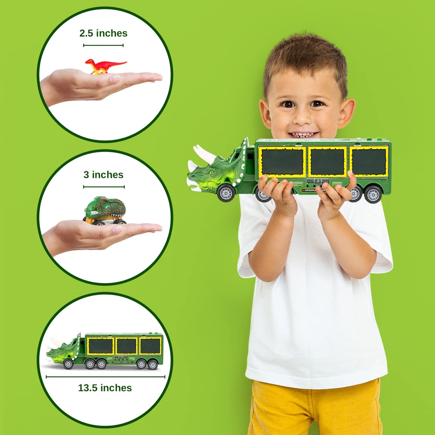 Toyvelt Dinosaur Toys For Kids 3-5 Dinosaur Truck Carrier Comes With 3 Dino Cars 12 Dinosaurs - Perfect Toy Gift For 3 4 5 6 7 Y