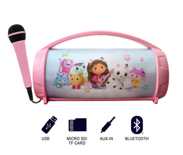 Lexibook, Gabby'S Dollhouse, Wireless Light Speaker With Mic, Stereo Audio, Karaoke Function, Usb And Sd Card Ports, Rechargeabl