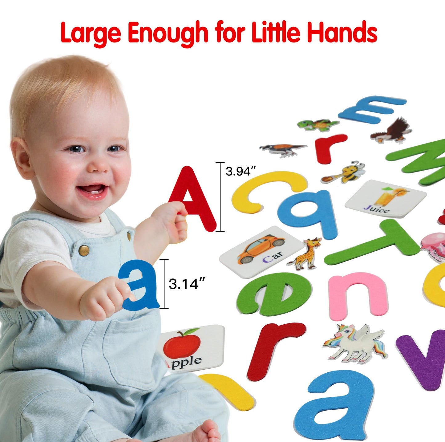 Craftstory 130 Pcs Alphabet Learning Toys Letters-Felt Montessori Board For Toddlers With Flashcards Preschool Spelling Vocabulary Activities Educational Toys For 3 Year Old