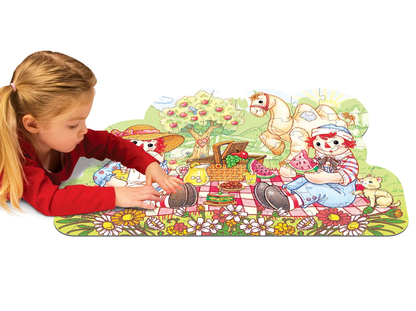 Masterpieces Floor Puzzle - Jumbo Size 36 Piece Jigsaw Puzzle For Kids - Raggedy Ann & Andy Shaped Puzzle - 3Ftx2Ft