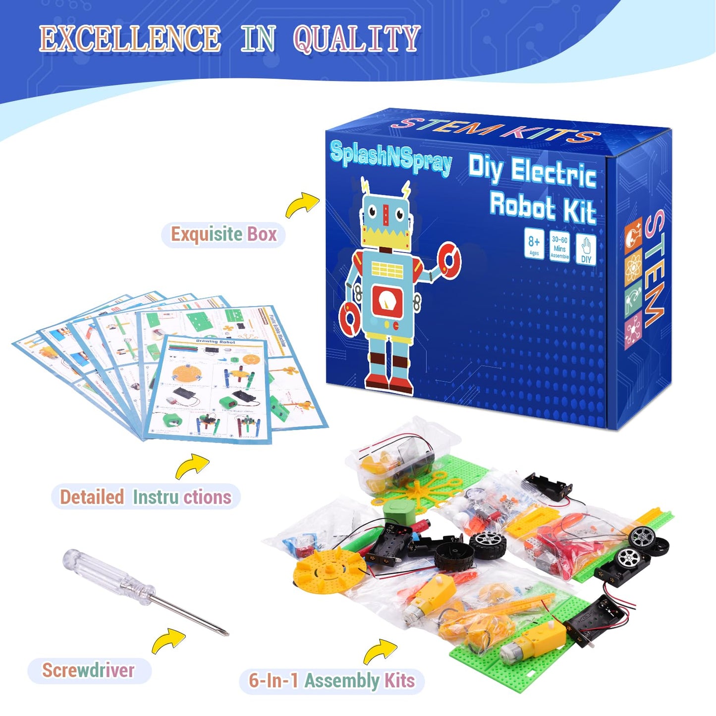 Splashnspray Stem Robotics Science Kit For Kids Age 8-12, Educational Science Experiments Projects, Engineering Building Toy Electronic Motor Robot Craft, Big Boys & Girls Toys Birthday Present