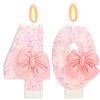 ElekFX 40th Birthday Candles for Cake, Pink Bow Number Cake Candles, 2.76 inch Number Happy Birthday Candle, Cake Topper Decorat
