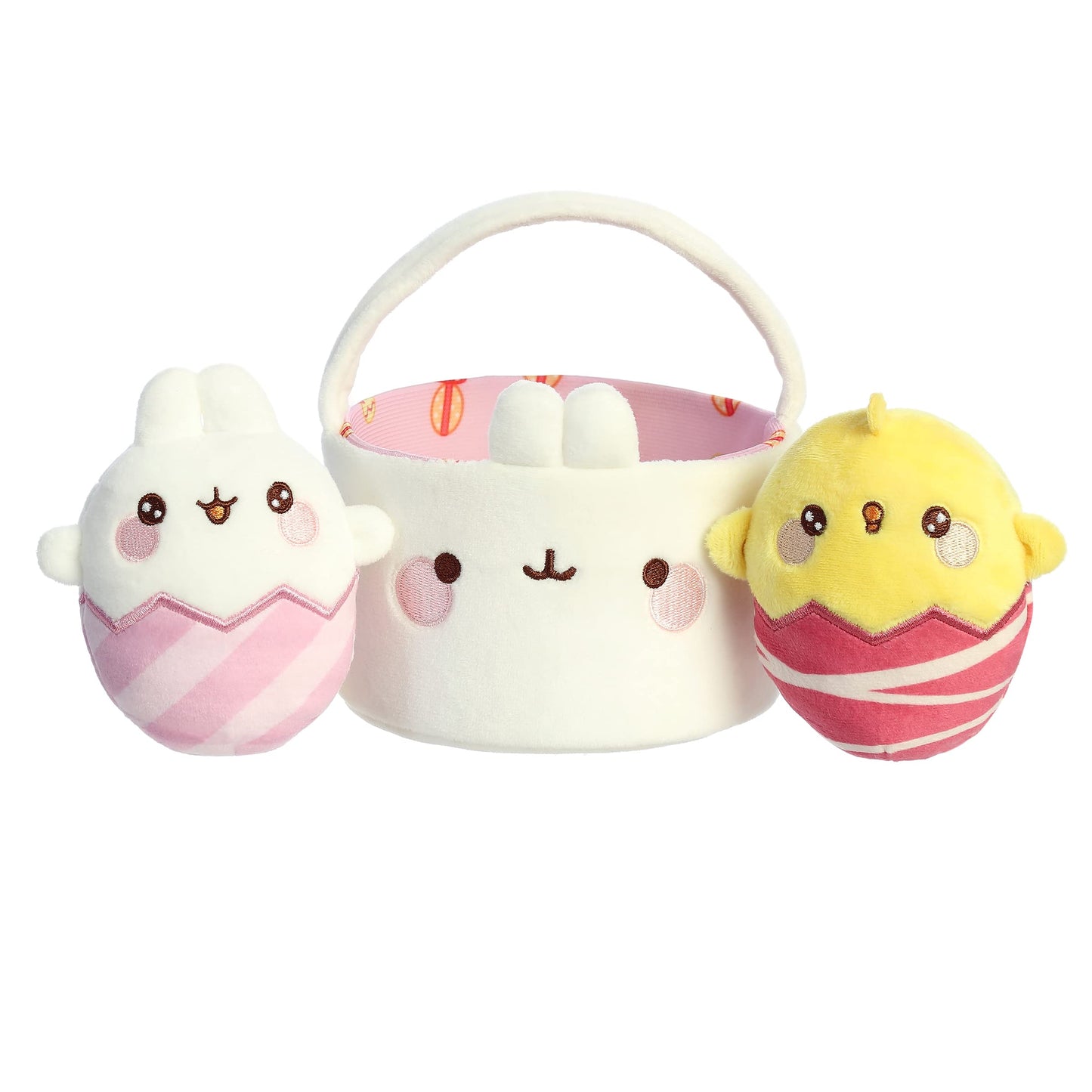 Aurora® Playful Molang Easter Basket Stuffed Animal - Adorable Characters Design - White 6 Inches