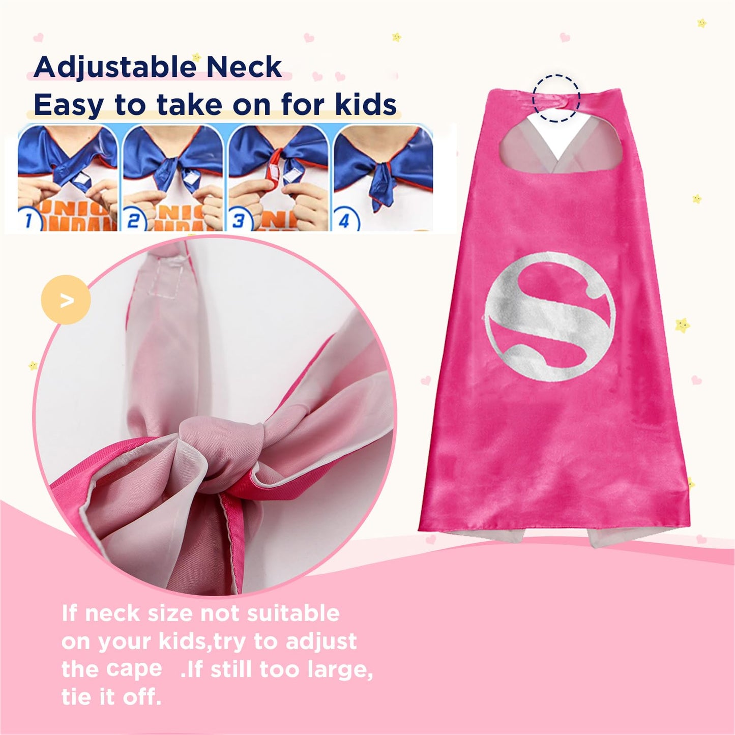 Riorand Superhero Capes And Mask For Kids,Superhero Costume Boys Grils Christmas Halloween Cosplay For 3-10 Years Old 2Pcs (Pink+Black)