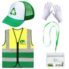 Yewong Kids Green Garbage Truck Costume Set - Recycle Vest, Hat, Gloves & ID Card for Career Day - Size Kid