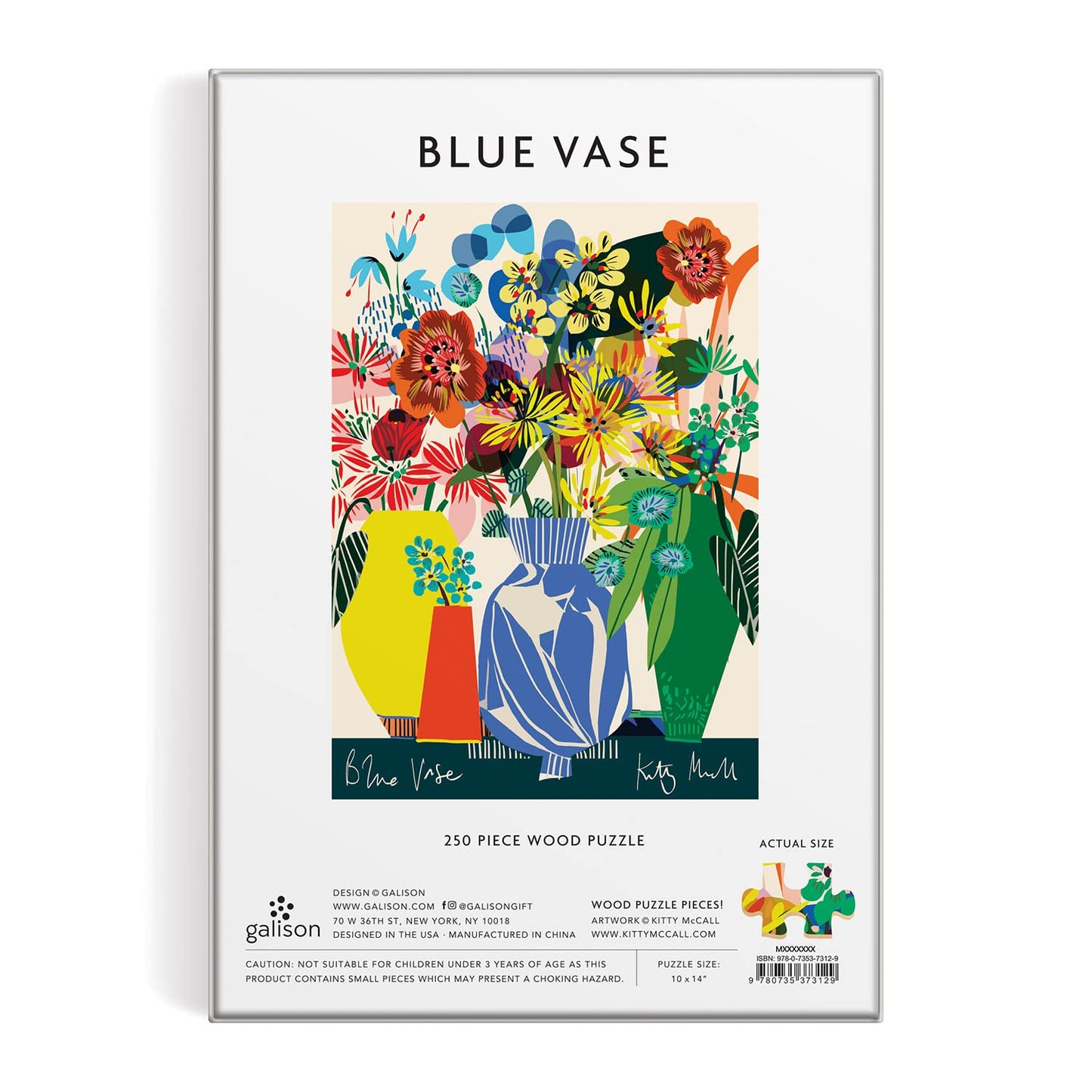 Galison Kitty Mccall Blue Vase 250 Piece Wood Puzzle From Galison - 250 Piece Wood Puzzle Featuring Artwork From Kitty Mccall, T