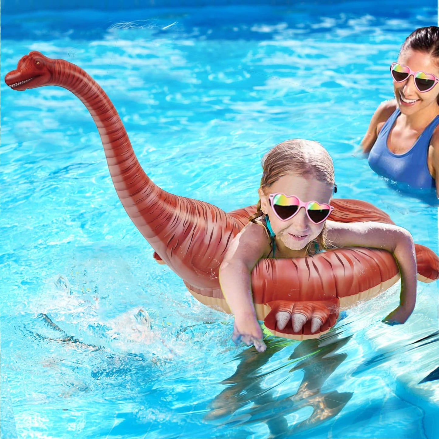 Inflatable Dinosaur Pool Float Toys (Lifelike Pool Ring Brachiosaurus) Swimming Ring Toddler Pool floaties Water Party Pool Floa