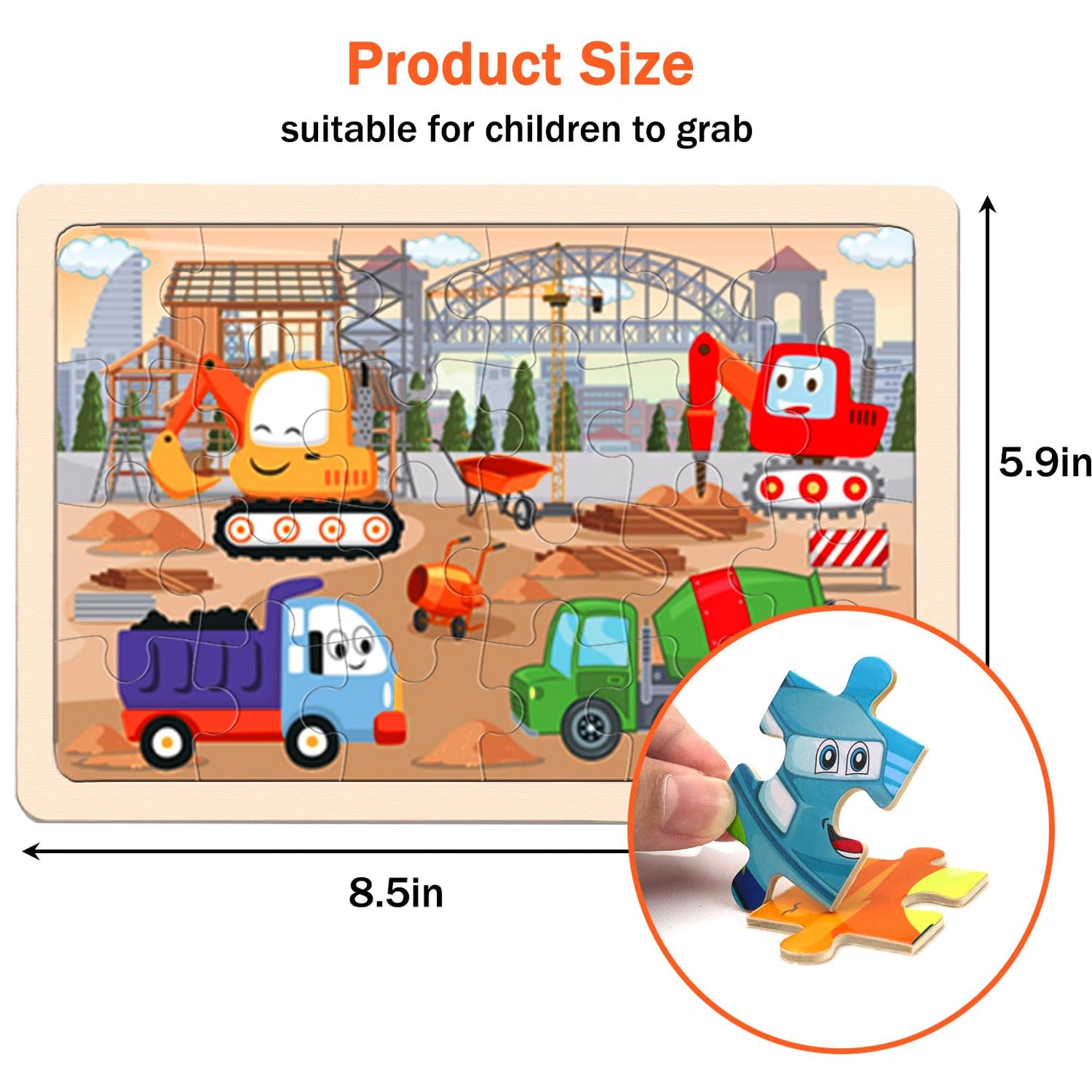 Puzzles For Kids Ages 4-6,24 Pieces Wooden Puzzles For Toddlers Ages 3-5 4-8 3 4 5 6 3-4 Year Olds.4 Pack Car Puzzle Set Childre
