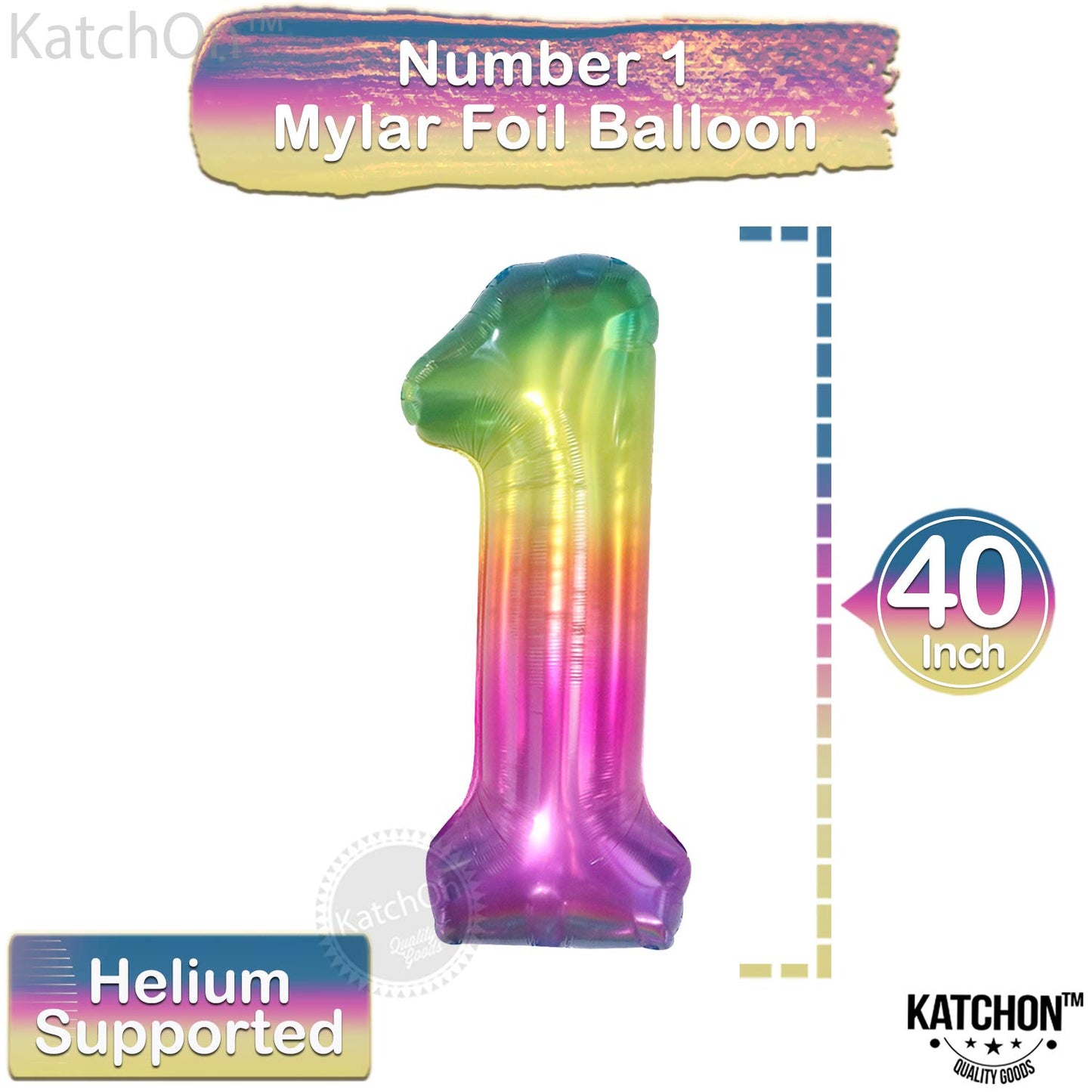 Giant Number One Balloon For First Birthday - 40 Inch Number 1 Balloons | Rainbow 1 Balloon For First Birthday Balloons | 1St Birthday Girl Decoration, 1St Birthday Balloons | 1St Birthday Decorations