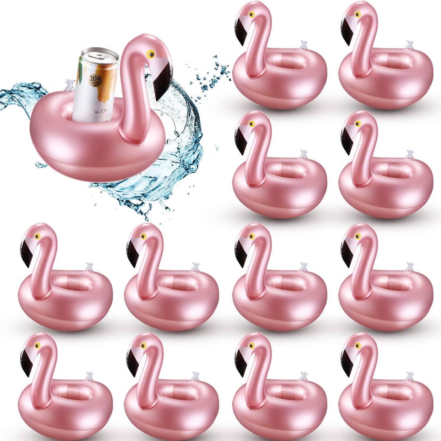 12 Pieces Inflatable Drink Holder Flamingo Drink Floats Reusable Inflatable Cute Animal Cup Coasters Pool Cup Holders For Summer