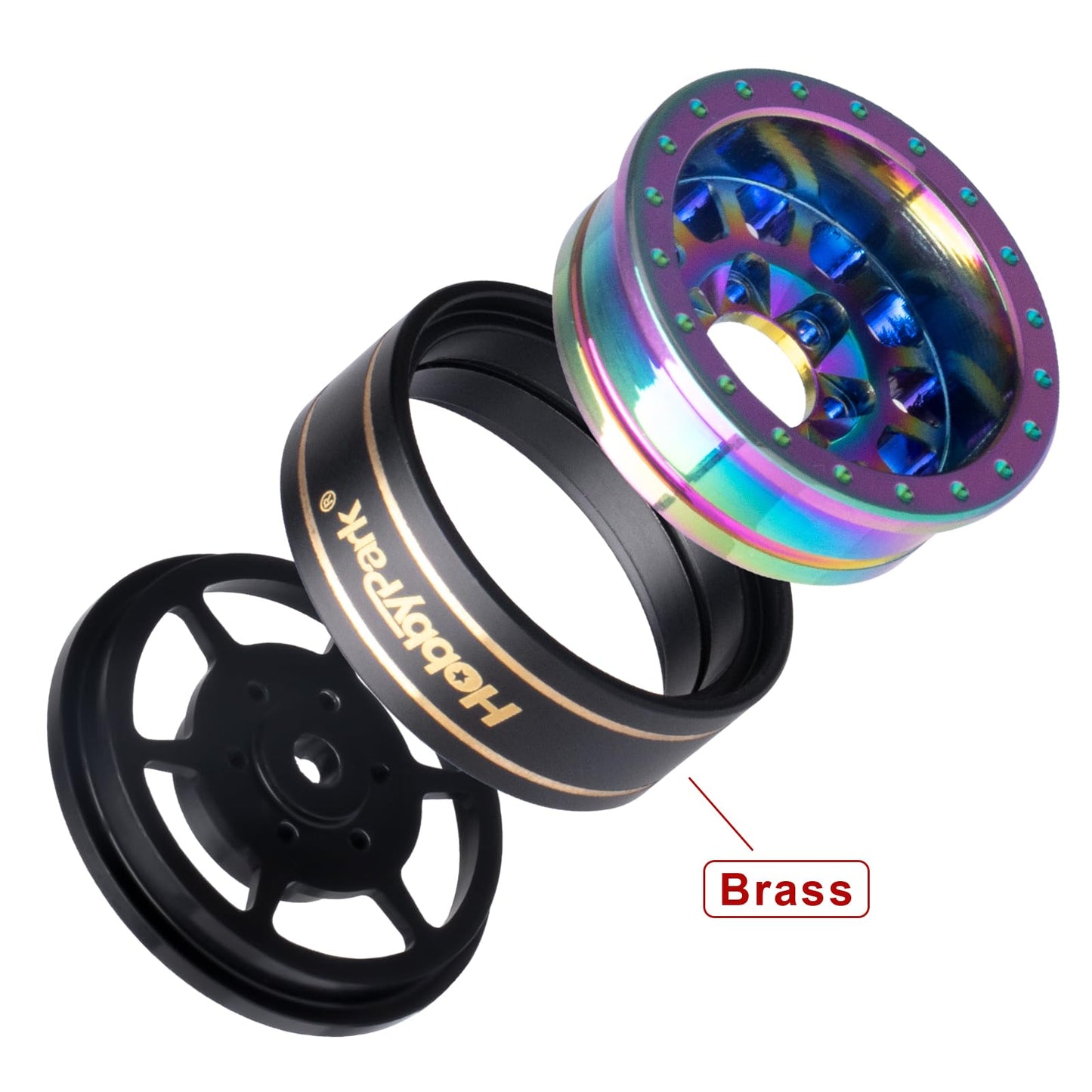 HobbyPark 1.0 Plus Beadlock Wheels Rims Rainbow Negative Offset -4mm for Traxxas TRX4M Axial SCX24 AX24 FCX24 1/24 1/18 RC Crawl
