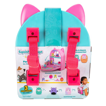 Jazwares Squish-a-longs Party Pack On-The-Go Playset - Series 1 - 3 Mini-Squish with 9 Furnishings - Multi Color - Model SQAL0037