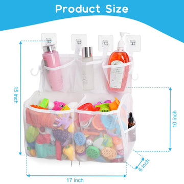 Docmon Bath Toy Storage, 2 Layers Large Capacity Bath Toy Holder, Quick Release Bathtub Toy Storage With Buttom Zipper, Mesh Sho
