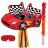 Cars Piata Race Car Piata Supplies Racing Party Piata Decoration Supplies with Blindfold Bat 16.6 x 12.4 x 3.3 Racecar Piata Bun