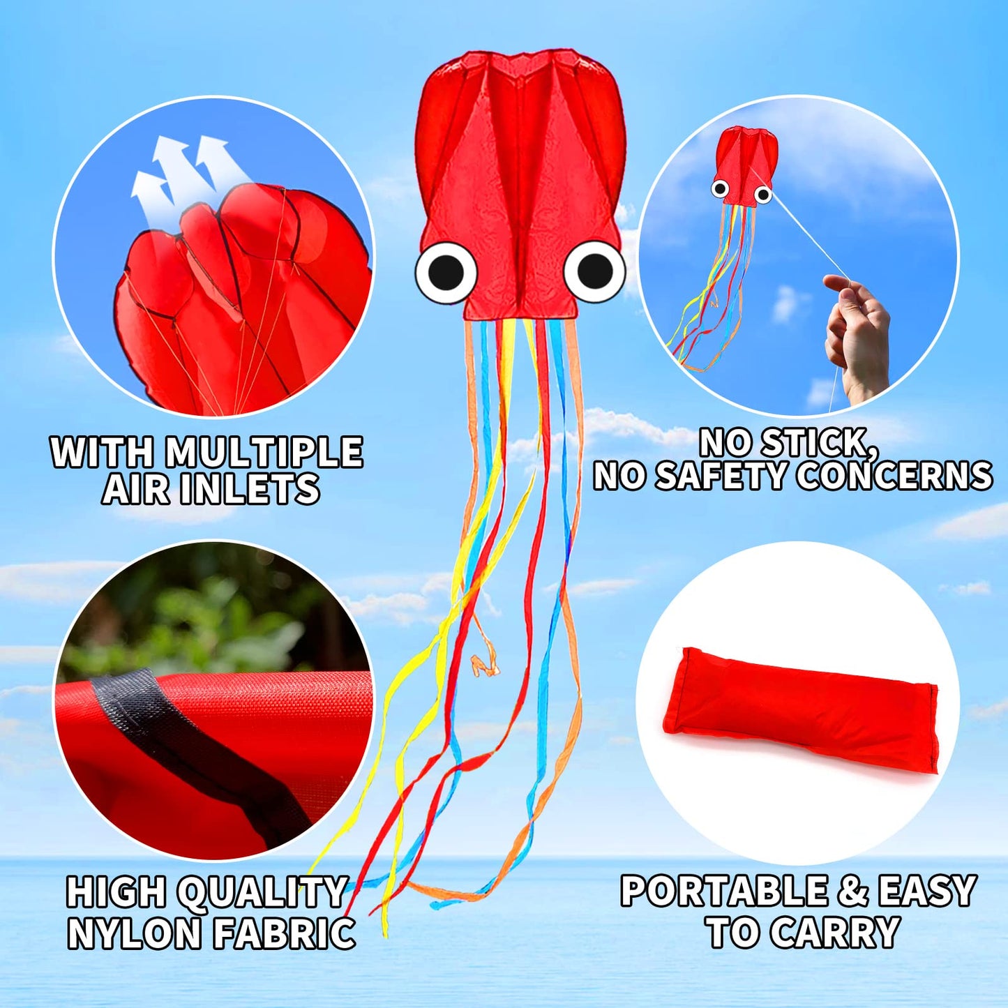 Mint'S Colorful Life Octopus Kite (Purple Spotty&Green&Red)