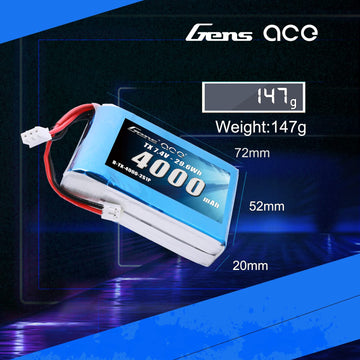 Gens ace 4000mAh 7.4V 2S TX LiPo Battery Pack with JST-EHR Plug for Spektrum DX9 DX8 DX7S DX7 Transmitter