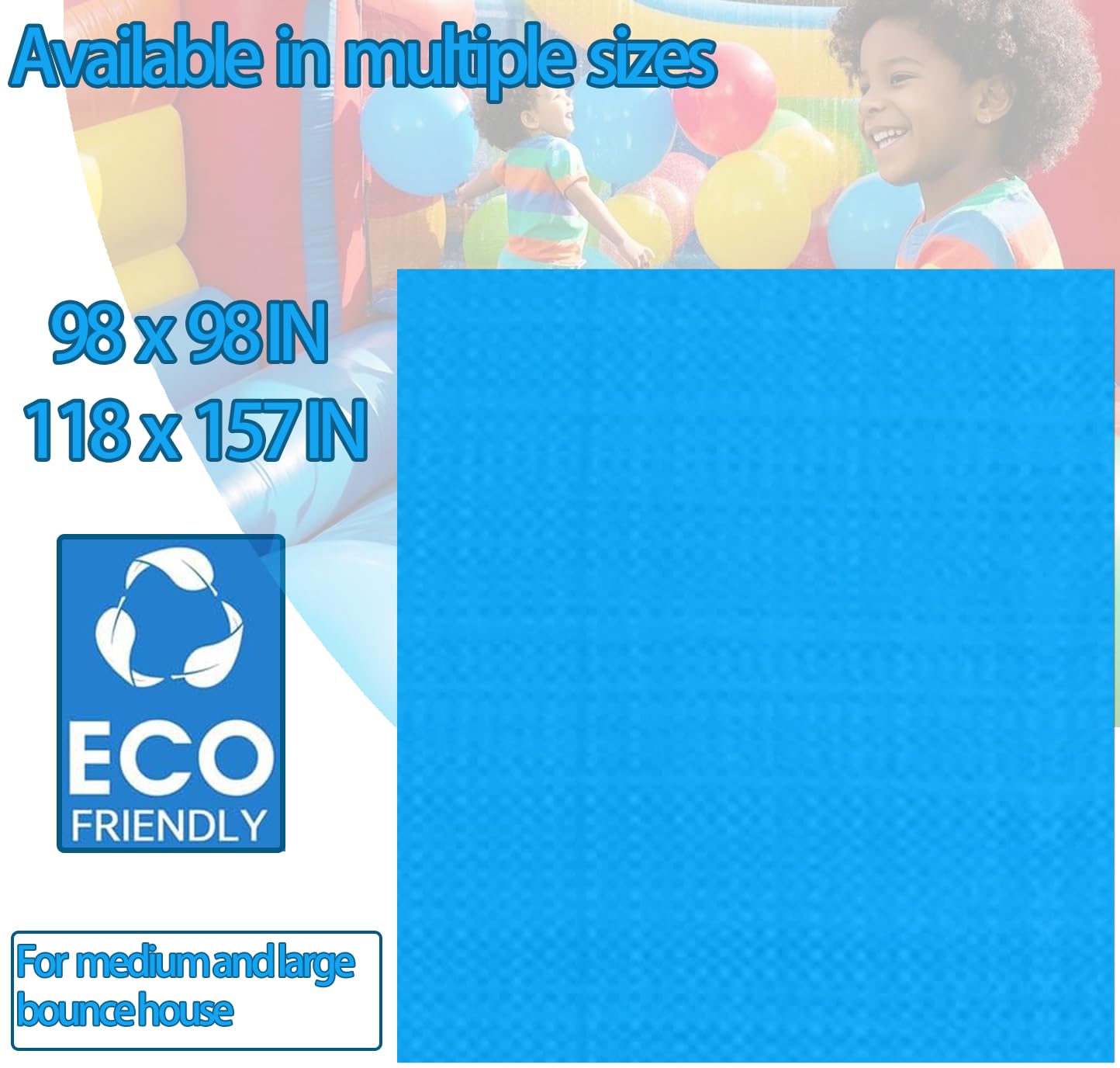 98 X 98 Inch Bounce House Mat For Inflatable Bouncer, Inflatable Water Slide Bounce House Pad For Outdoor Bouncy Castle, Under J