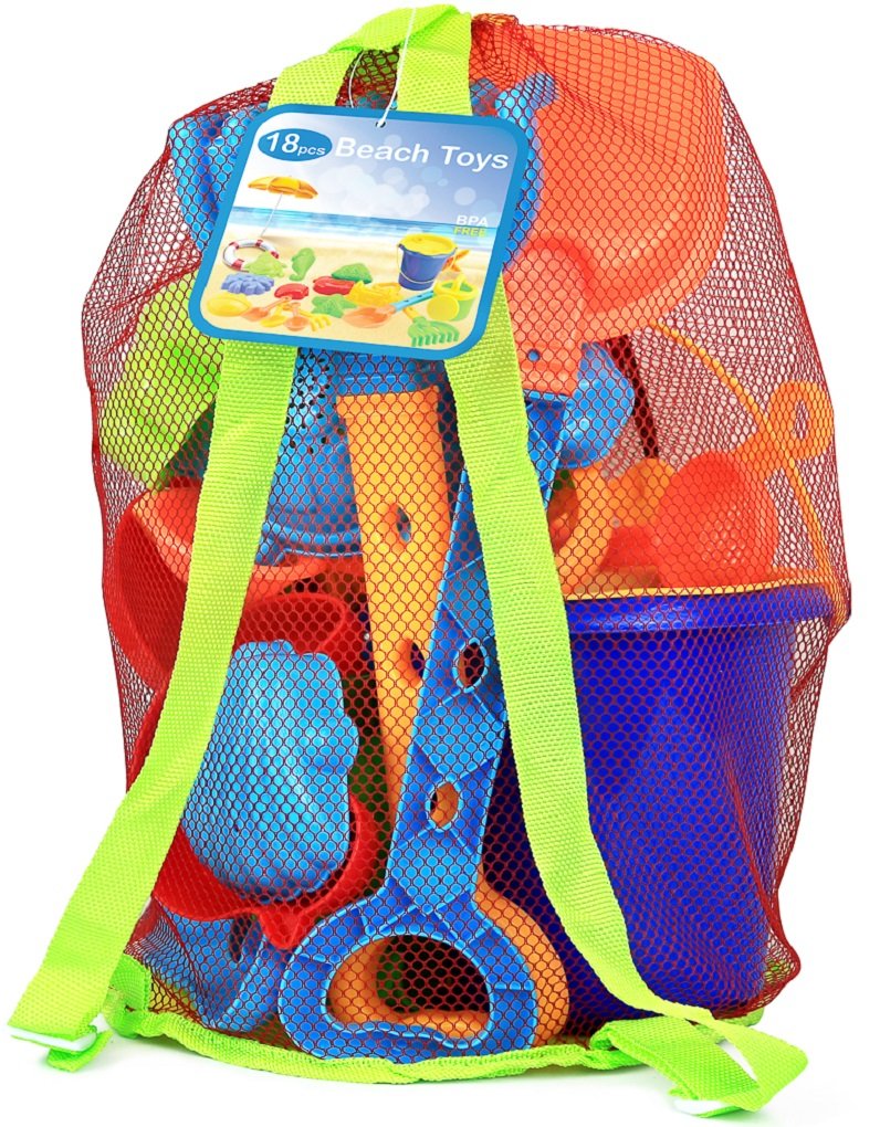 Click N' Play Beach Toys for Kids 3-10 - 18pc Sand Toys Including Sand Buckets for Kids with Sifter, Watering Can, Rake, 4 Hand