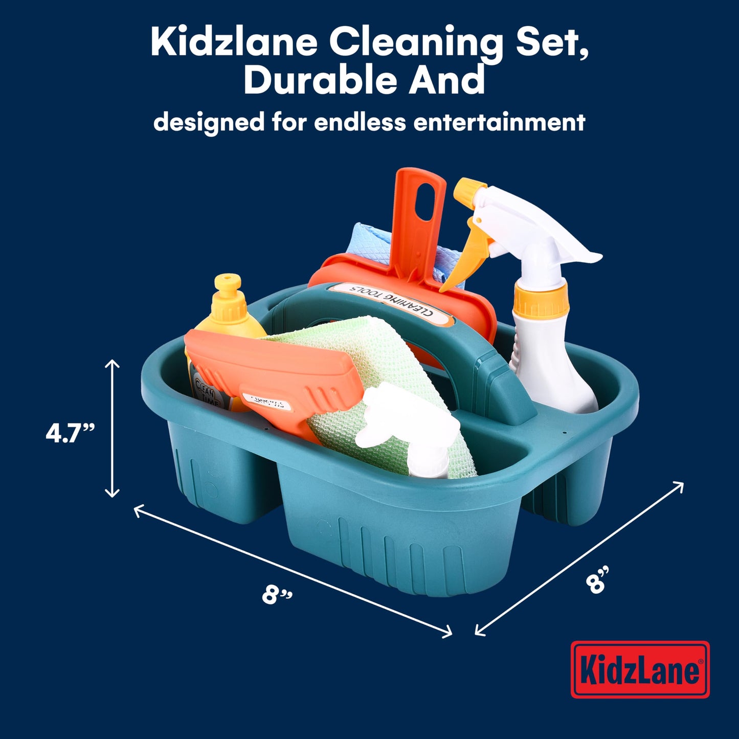 Kidzlane Kids Cleaning Toy Set Of 8 - Toddler Cleaning Set - Green Durable Plastic, Ideal For Pretend Play & Teaching Responsibi