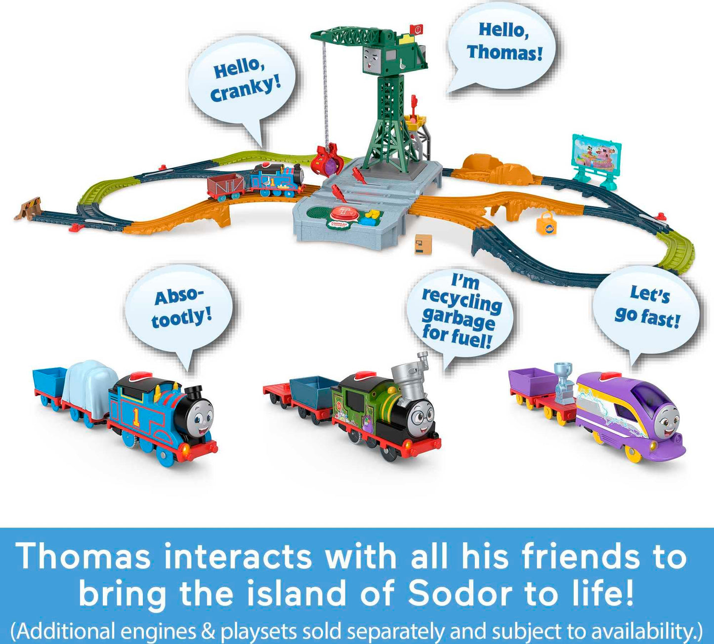 Thomas & Friends Motorized Toy Train Talking Thomas Engine With Sounds & Phrases Plus Cargo For Preschool Kids Ages 3+ Years
