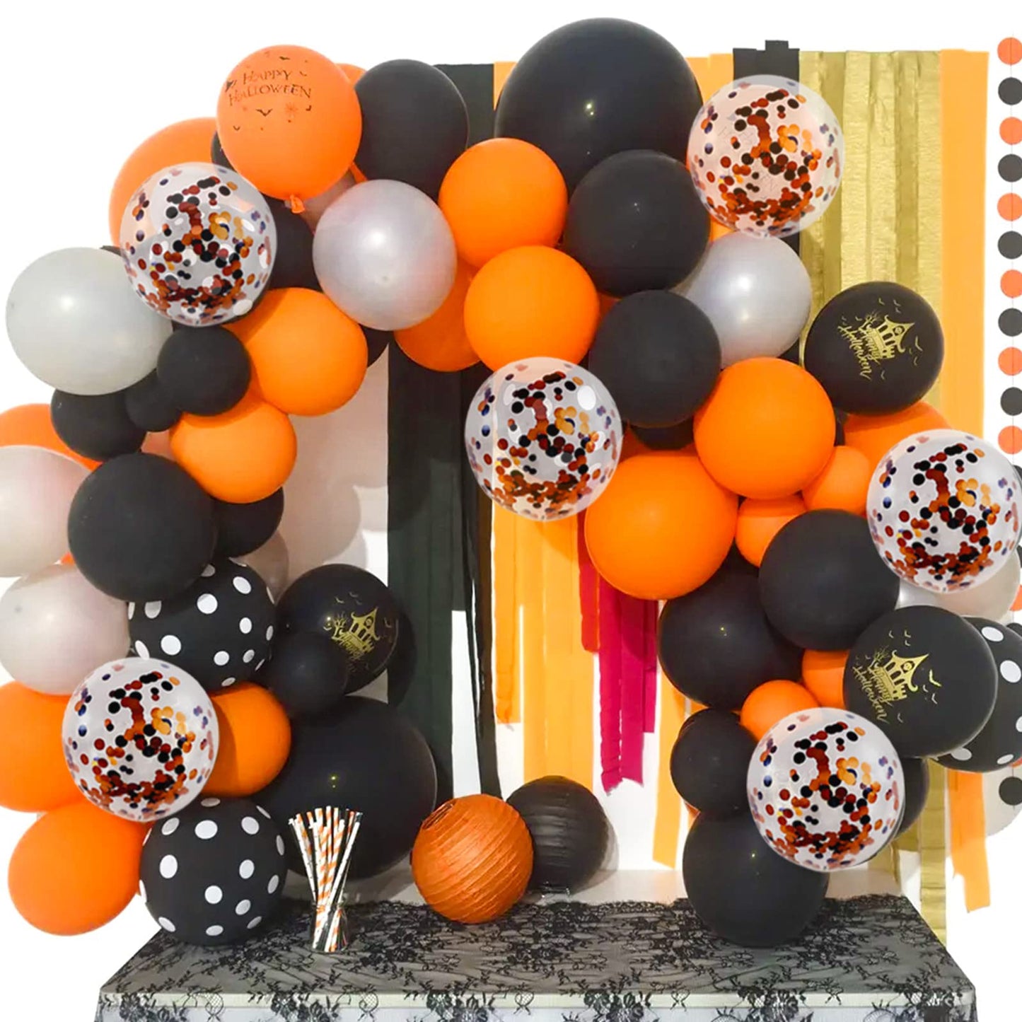 100 Pcs Black And Orange Balloons 12 Inch Halloween Latex Balloons Thicken Helium Party Balloons For Halloween,Wedding, Birthday