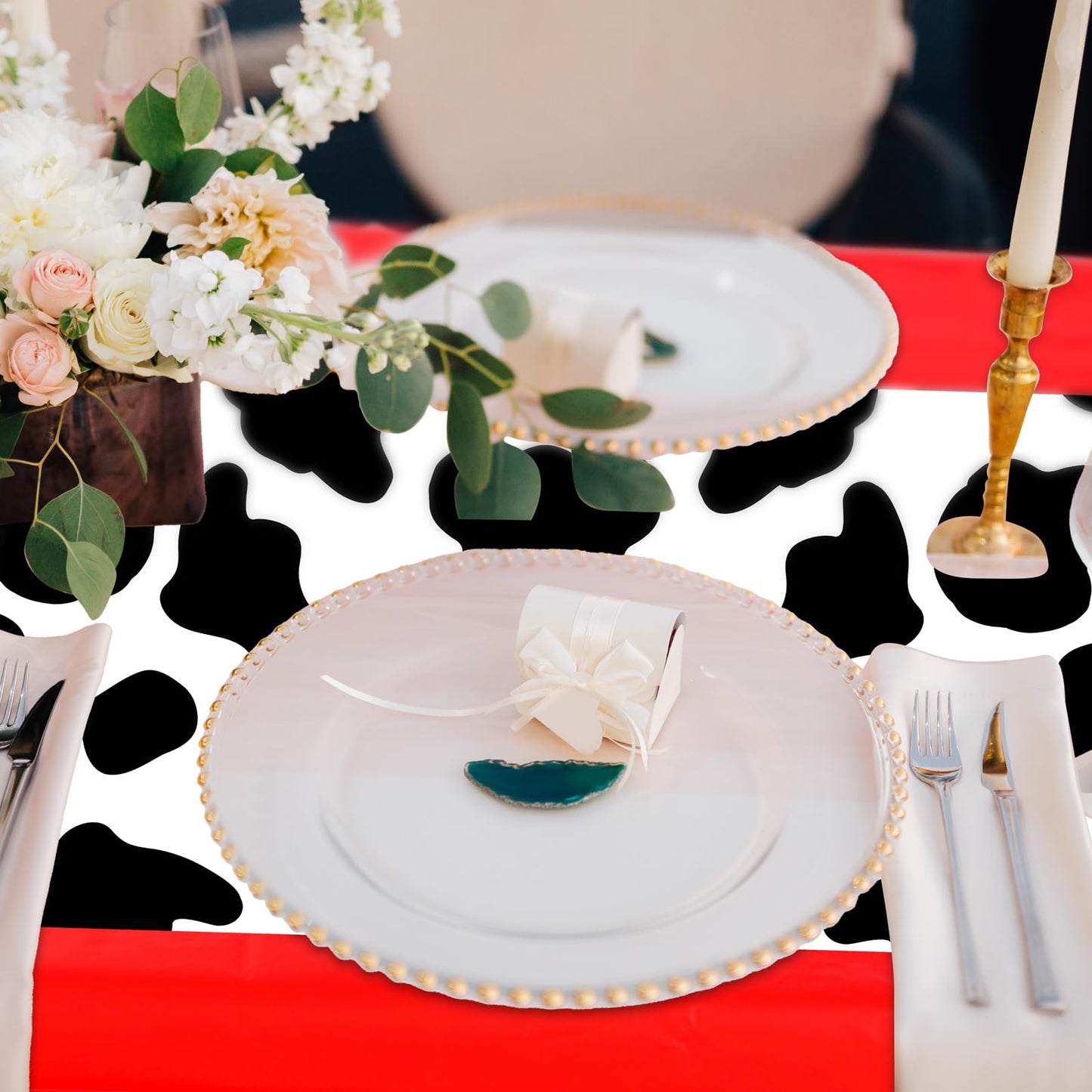 Remagr 54 X 108 Inch Cowboy Tablecloth Cow Table Runner Table Cover Rectangular Table Cloth Birthday Party Decorations Cow Theme