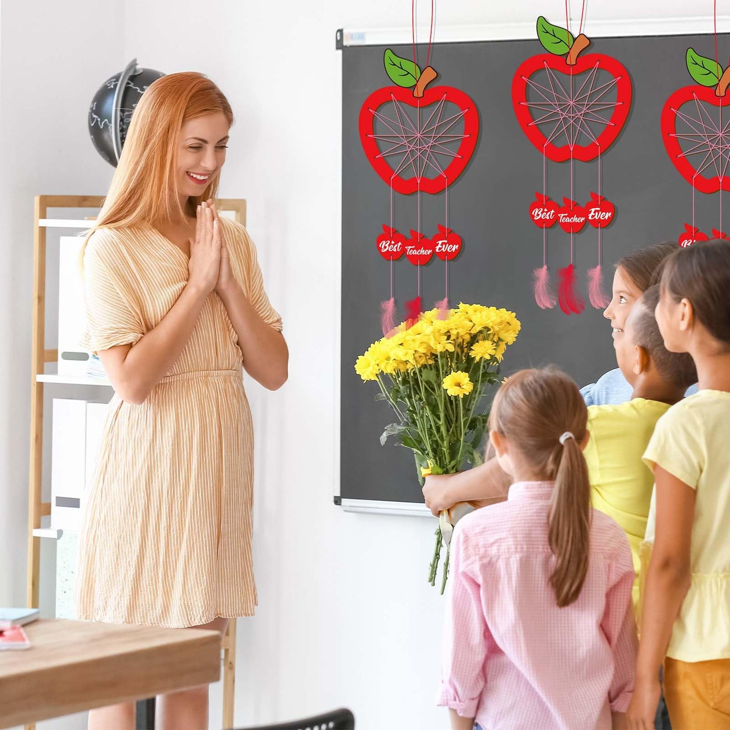 Fennoral 6 Pack Teacher Appreciation Dream Catcher Craft Kit For Kids Paint You Own Apple Dream Catcher Diy Coloring Wooden Art