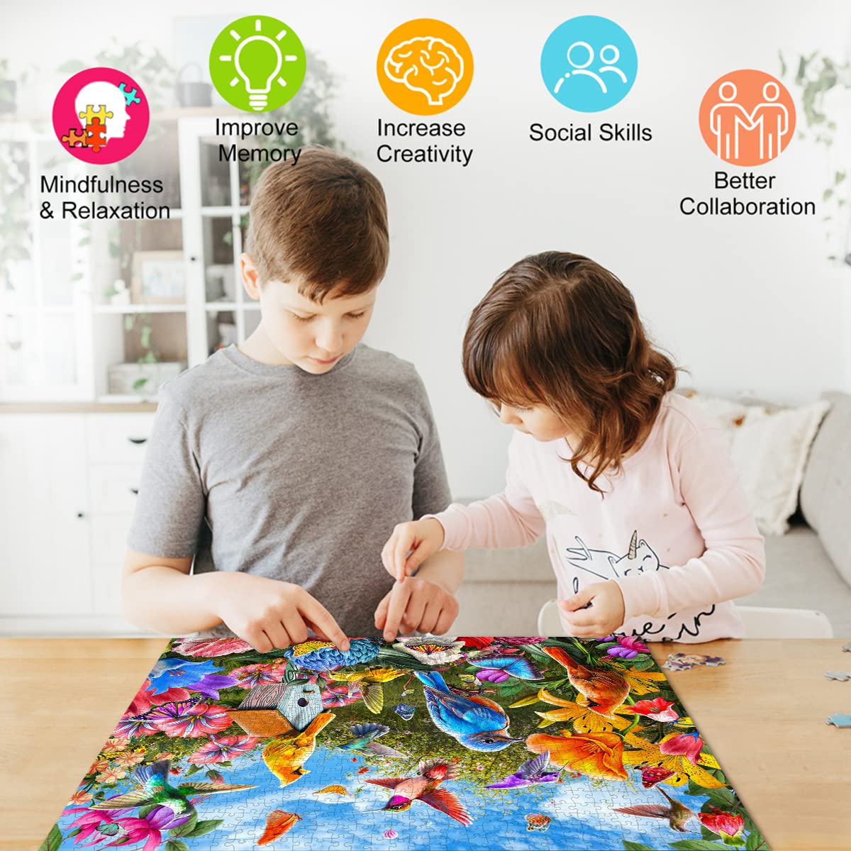 Jigsaw Puzzles For Adults 1000 Piece Puzzle For Adults 1000 Pieces Puzzle 1000 Pieces-Birds & Flowers(27.6'X 19.7')