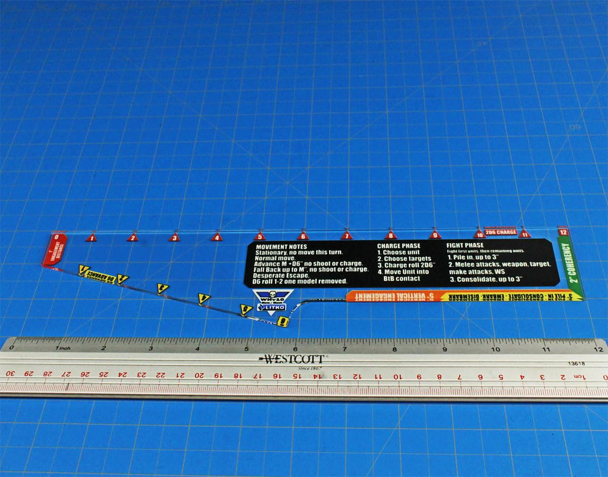 Litko Gauge Set | Compatible With Warhammer 40K 10Th Edition | Movement | Shooting | Fight | Close Combat | Wh40K Templates (12-Inch Movement And Shooting Gaug)