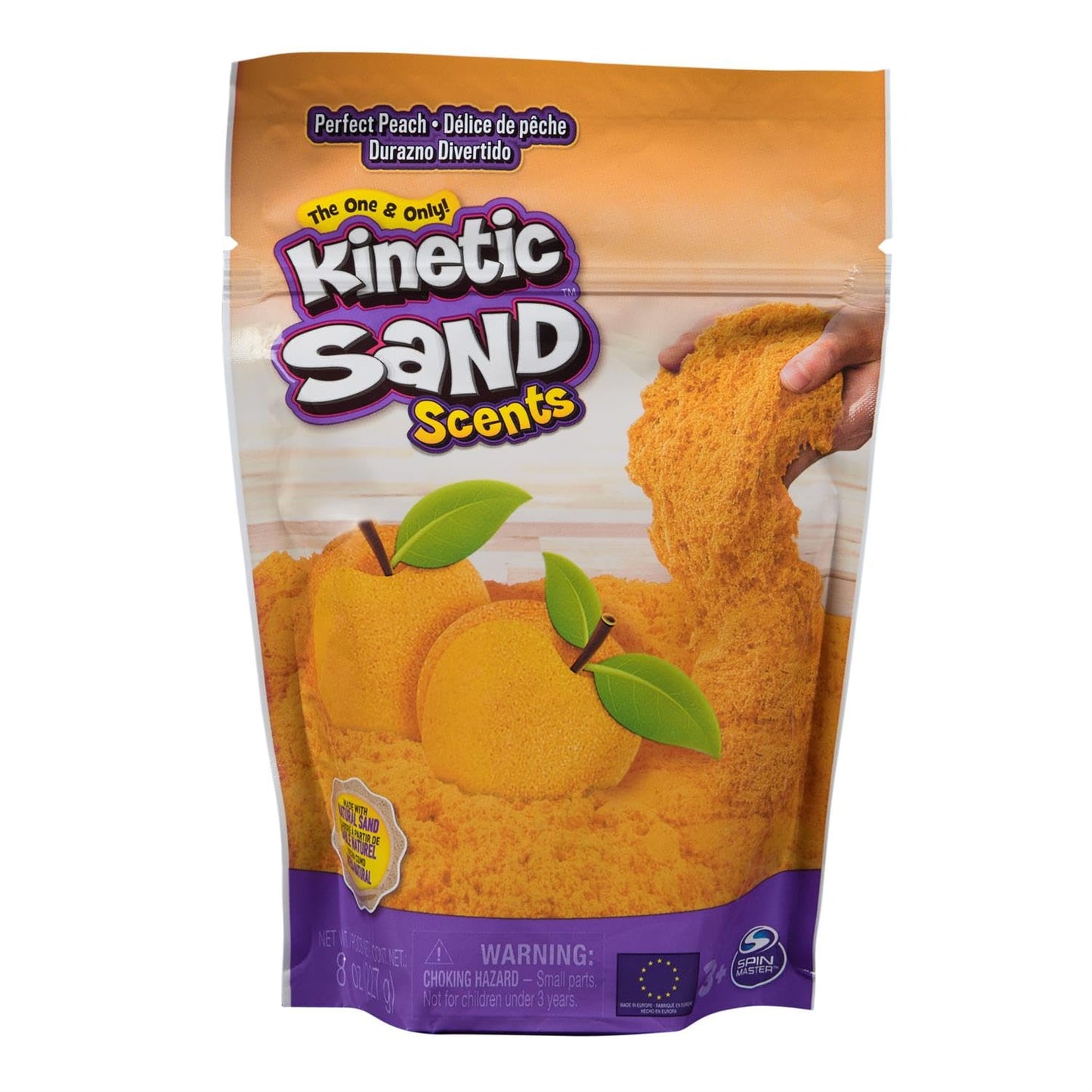 Kinetic Sand, 8oz Perfect Peach Scented Play Sand, Sensory Toys for Kids Ages 3 and up