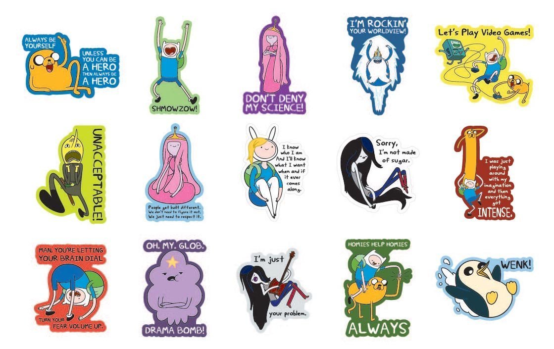 Adventure Time New Stickers - Series 3 - Complete Set of 15 Large Stickers (Includes Jake, Finn, Princess Bubblegum, Ice King, B