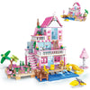 HSANHE Pink Girls Seaside Beach Villa Building Set - 822 PCS, Plastic, Compatible with Lego Friends, Model YC182