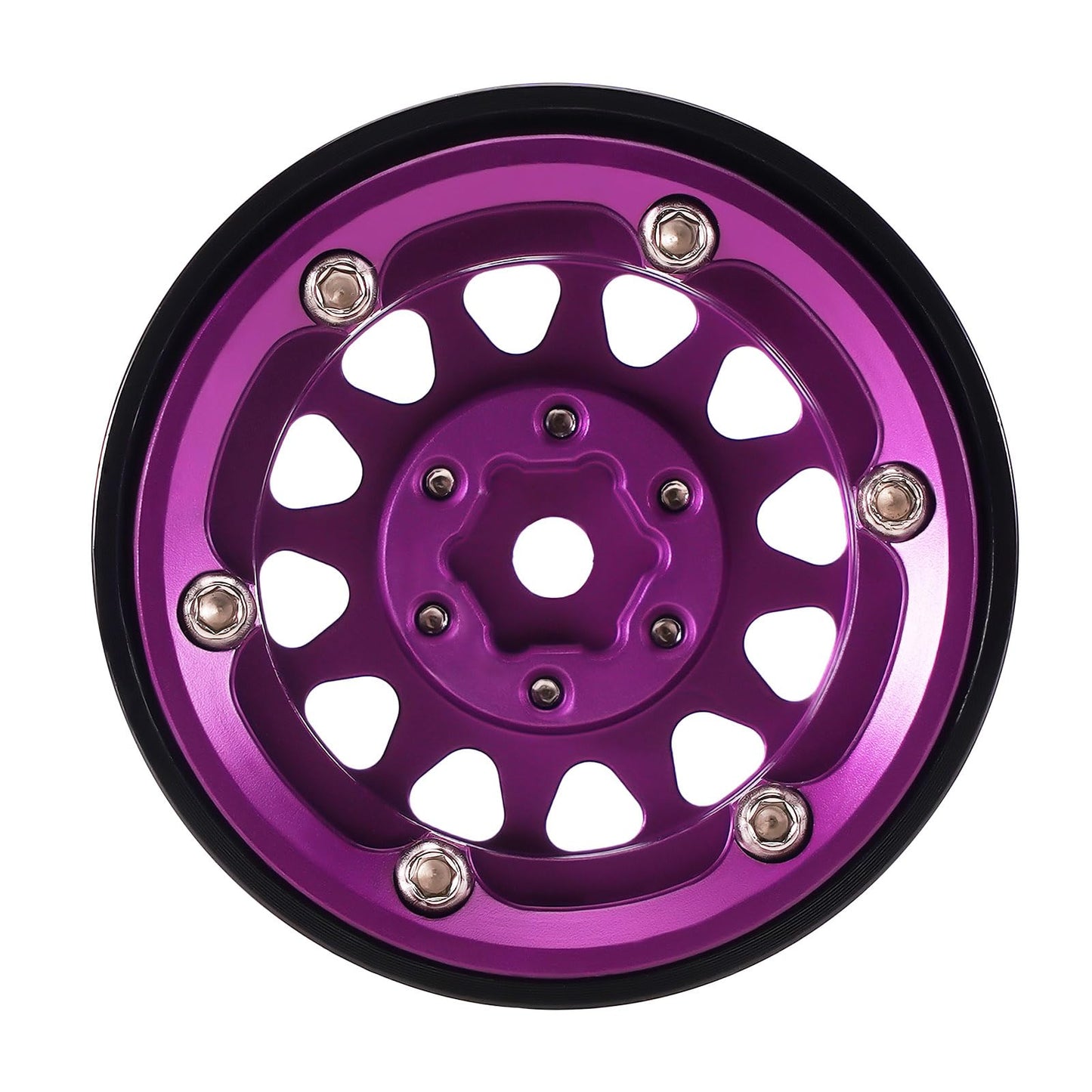 Injora 1.3'' Aluminium Beadlock Wheels For Trx4M Scx24 1/24 1/18 Rc Crawler Upgrade(Purple)