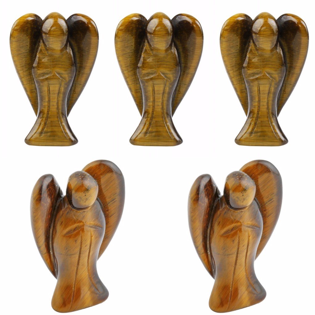 Rockcloud Healing Crystal Gemstone Carved Pocket Crystal Guardian Angel Figurines 1.5 Inch