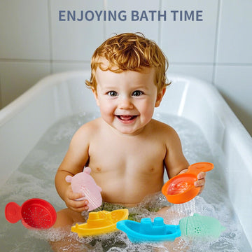 AMCHSURI Bath Toys for Kids Ages 1-3, 15 PCS Mold Free Toddler Bath Toys for 2-4 Bathtub Water Table Pool Toys with Stackable Bo