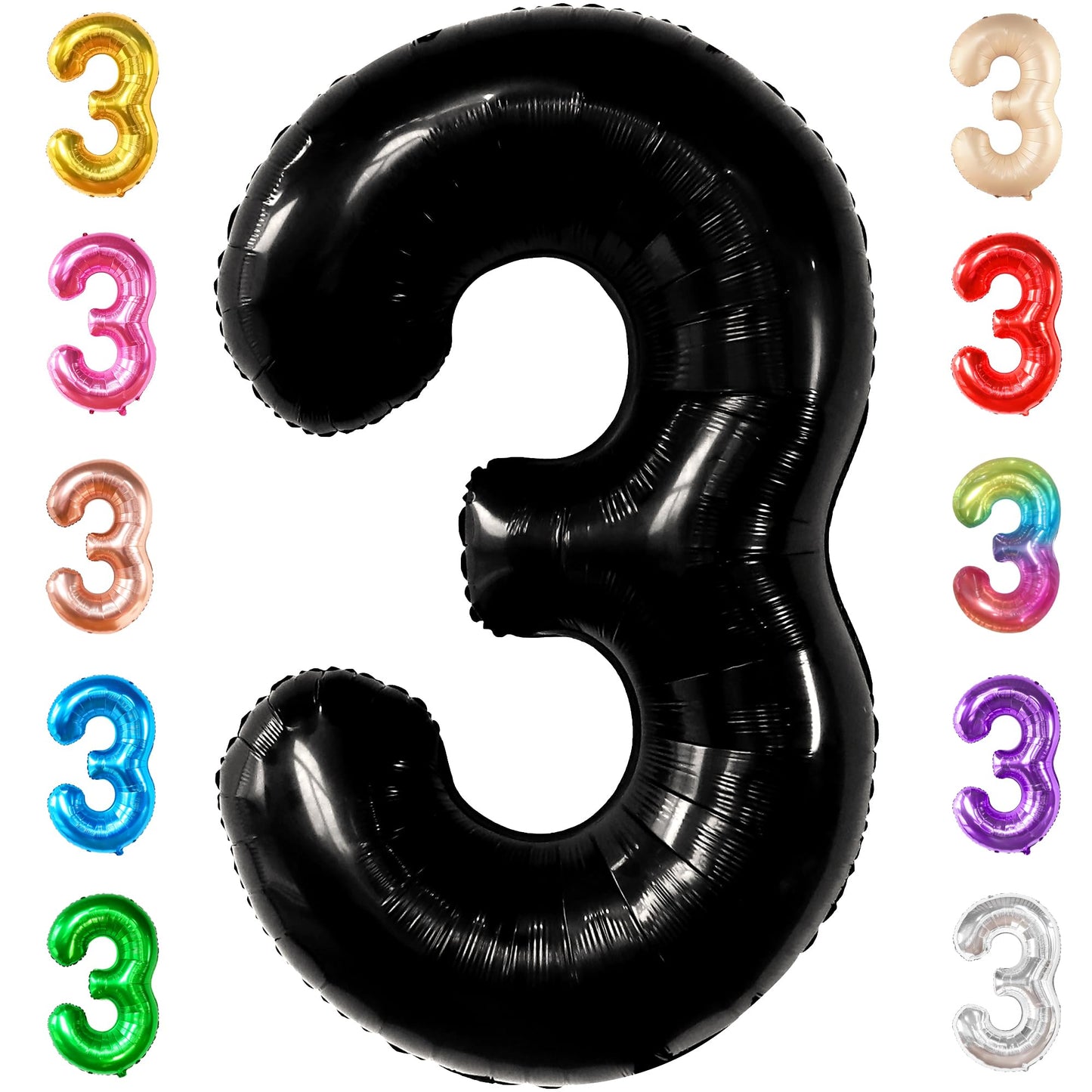 Katchon, Black Number 3 Balloon - Giant, 40 Inch | Black 3 Balloon Number, 3Rd Birthday Decorations For Boys | 3Rd Birthday Balloons, 3 Year Old Birthday Decorations | Third Birthday Decorations Boy
