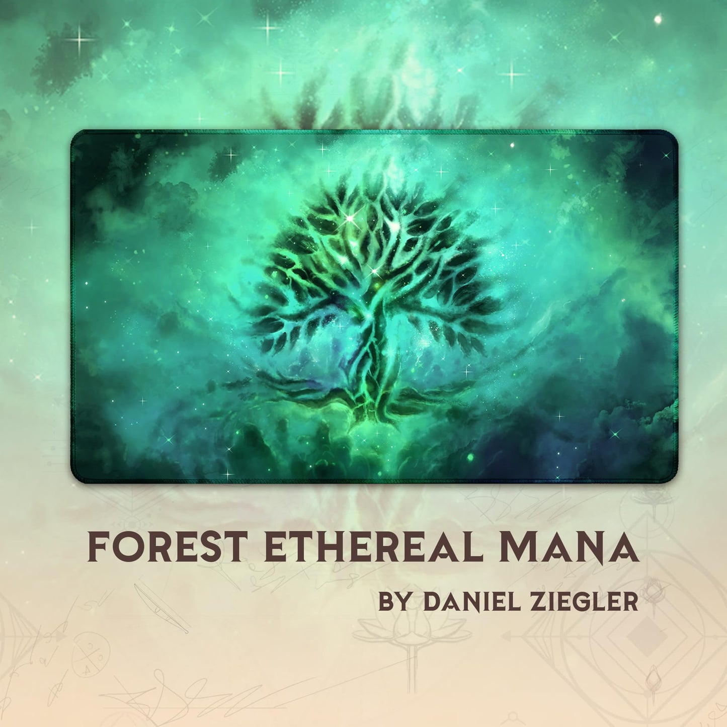 Paramint Forest Ethereal Mana (Stitched) - MTG Playmat - Compatible with Magic The Gathering Playmat - Play MTG, YuGiOh, TCG - O
