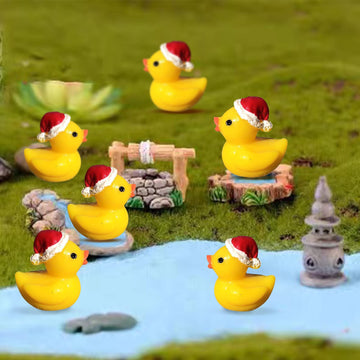 Eomtur 50Pcs Miniature Cute Cap Duck Exquisite Mini Duck Figures Small Rubber Ducks For Reunion Decoration Birthday Bath Cake Ornament (Yellow)