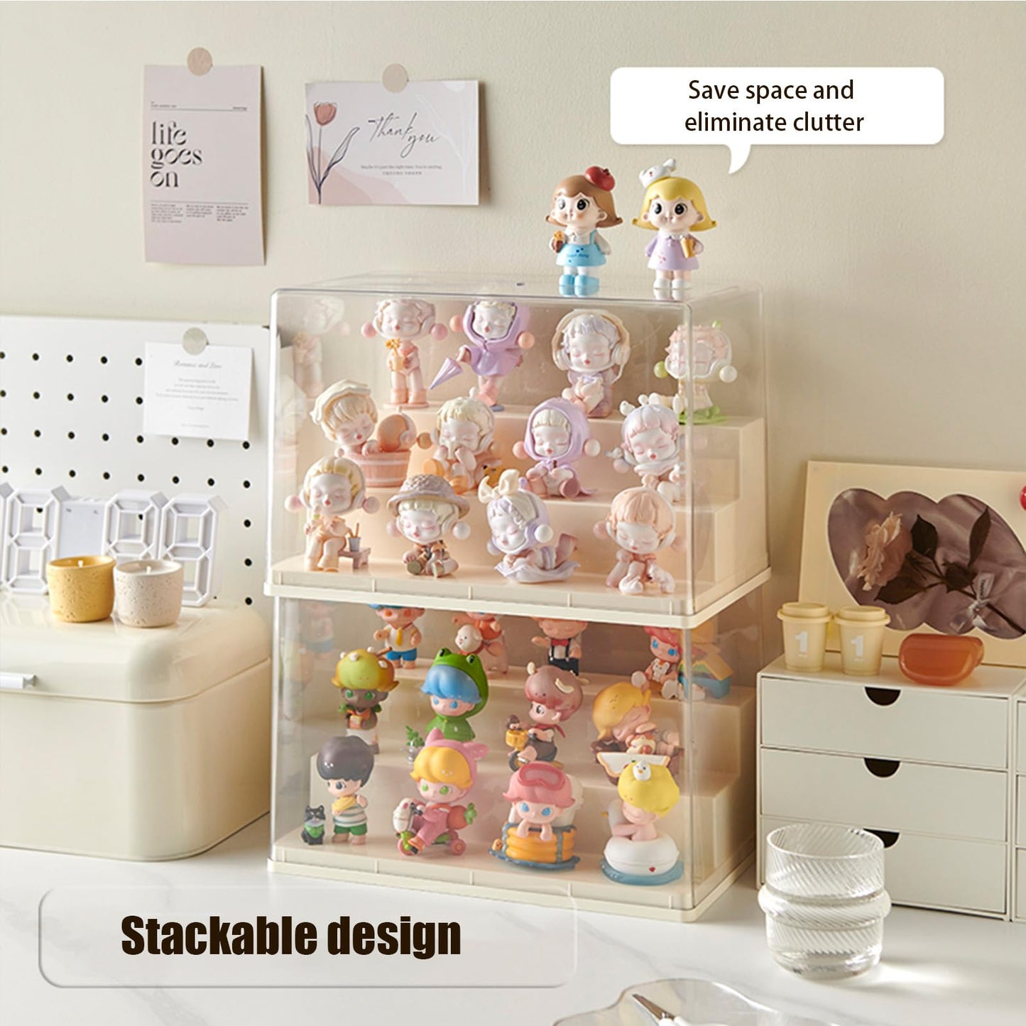 Display Case for Minifigures Action Figures Blocks, Display Box for PopMart Sonny Angel Figures, Large Capacity Display Box with