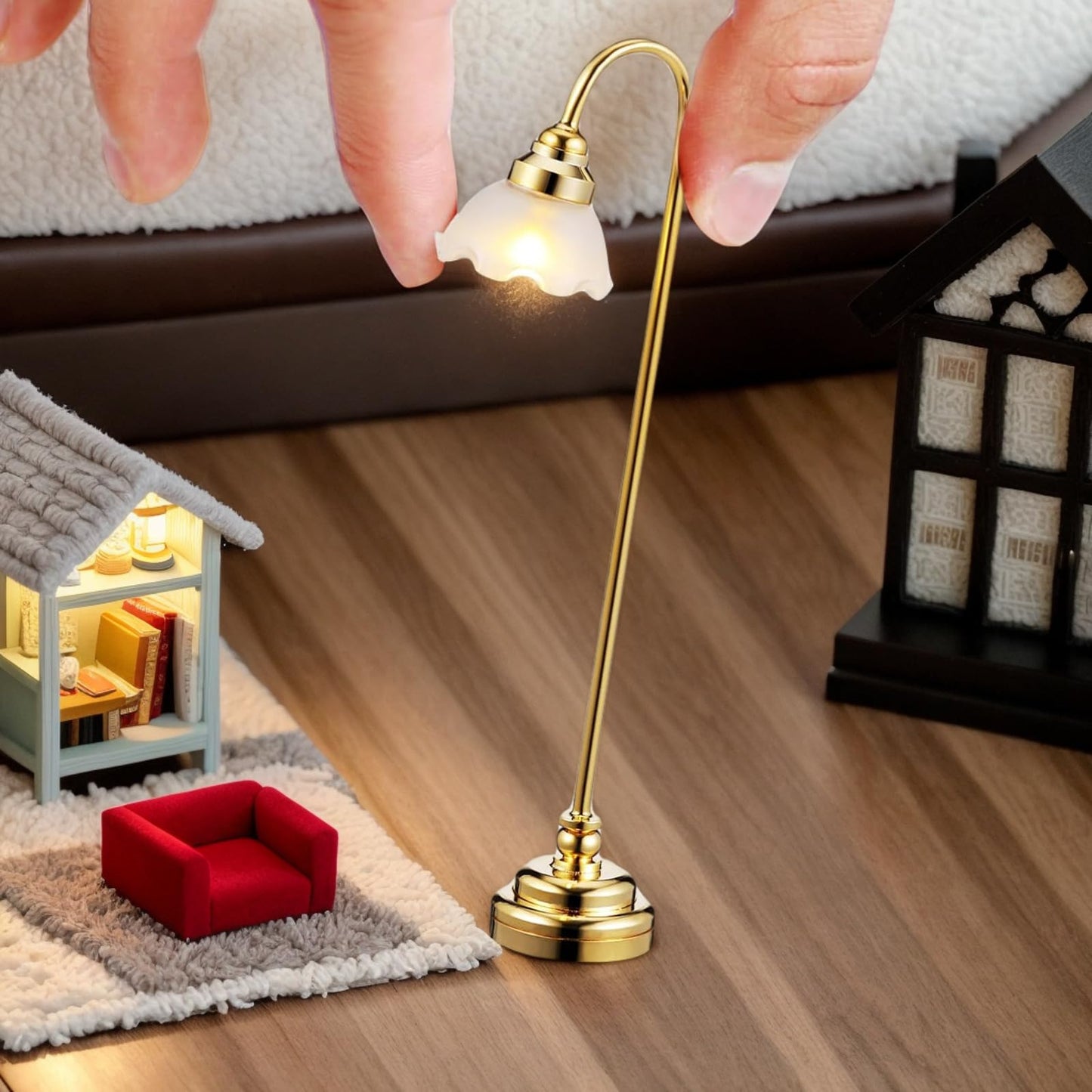 Mini Dollhouse Lamp 1/12 Scale Light Miniature Small Table Lamp Dollhouse Accessories (0.6X4.1 Inches)