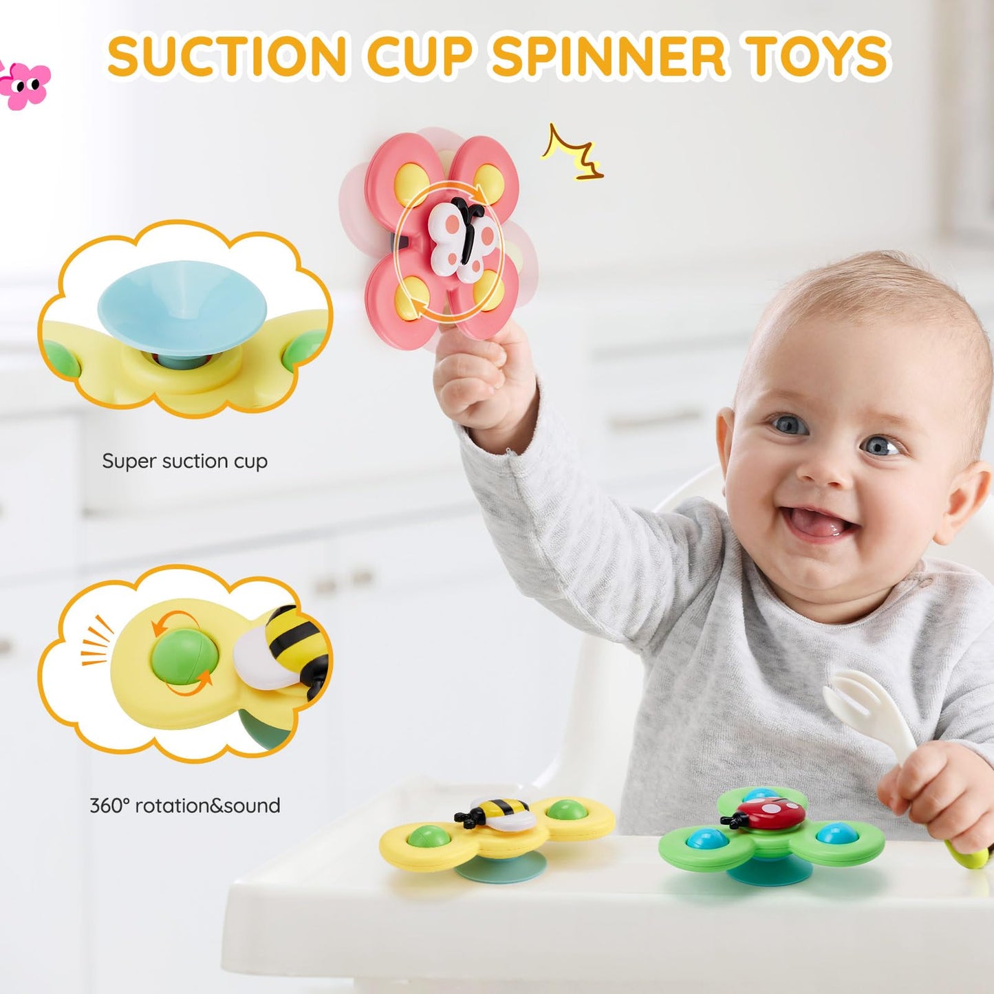 Vomii 18Pcs Baby Toys 6-12-18 Months, Montessori Toys Newborn Toys For Babies, Infant Teether Sorting Stacking Blocks Spinner To