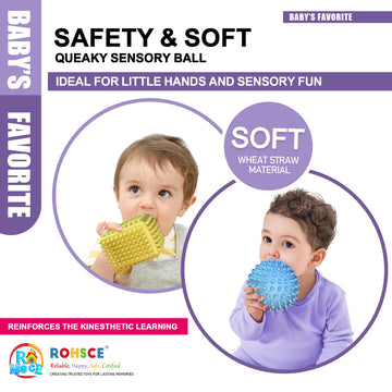 Rohsce Soft Spiky Sensory Balls - No Hole Wheat Straw Soft Toys For Toddlers 1-3 Multicolor Bath Gifts Montessori Toys Baby Ball