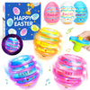 Light Up Easter Eggs Toy Gifts For Kids, 6 Easter Egg Spinning Tops With Flash & Music, Easter Basket Stuffers, Easter Eggs Hunt