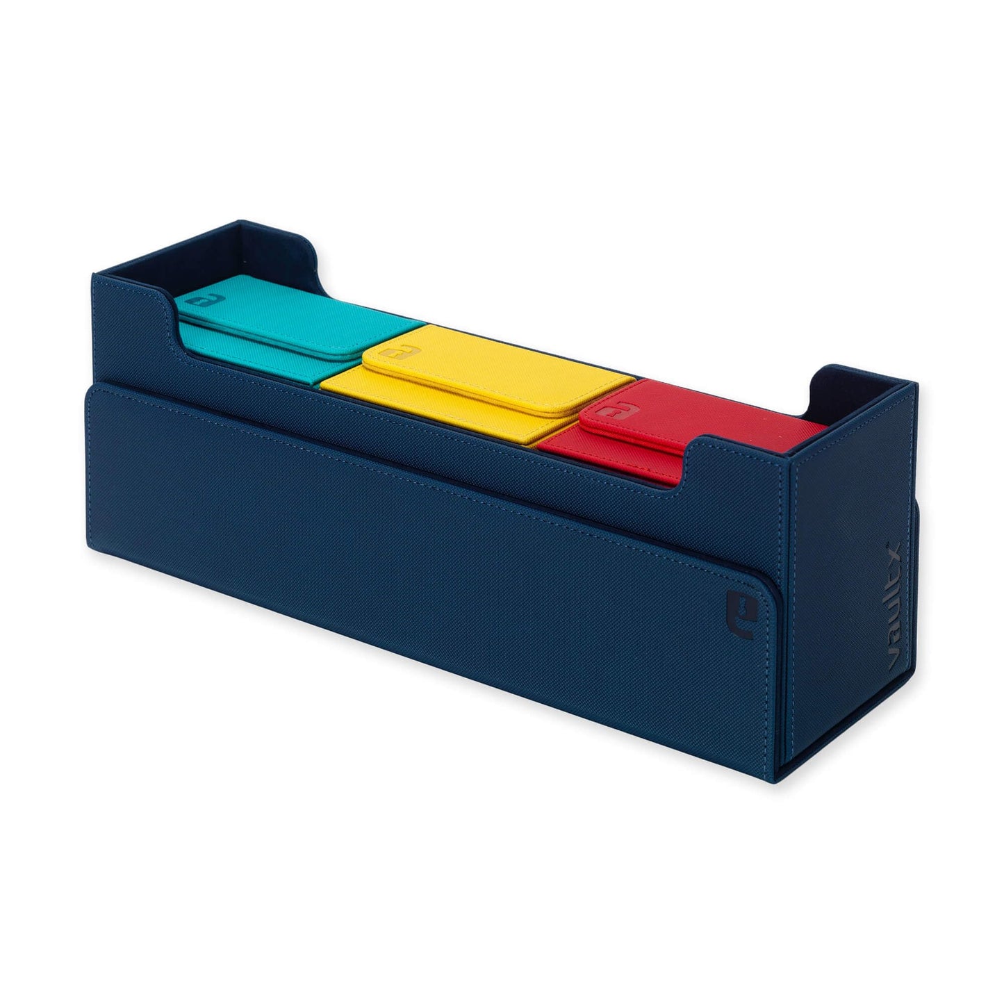 Vault X Exo-Tec Card Box 450+ Storage With Detachable Magnetic Lid, Dividers & Foam Fillers To Organize Deck Boxes, Toploaders, Tcg/Ccg & Sports Cards (Blue)