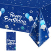 Navy Blue Party Supplies Stars Happy Birthday Tablecloths Starry Confetti Table Covers For Kids Birthday Party Decor(Navy Blue A
